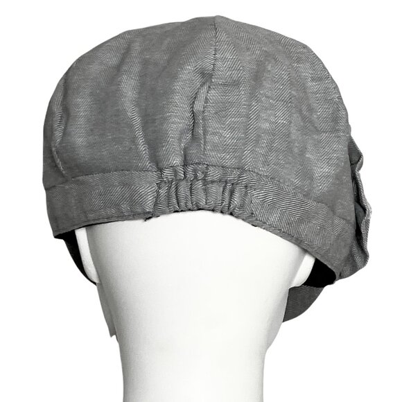Vintage Y2K Grey 3D Flower Newsboy Cap Hat 100% Cotton D&Y Elastafit Stretch - Picture 7 of 9